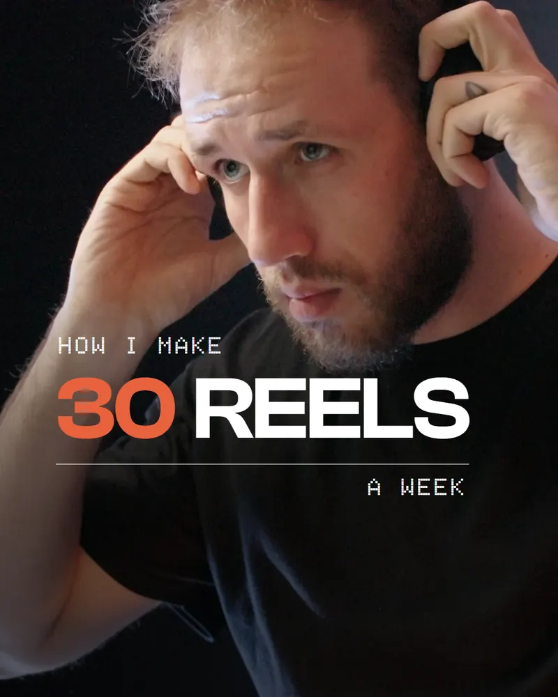 The title "30 reels a week" over Luka at his desk, as the high run made it, at 1.5 seconds