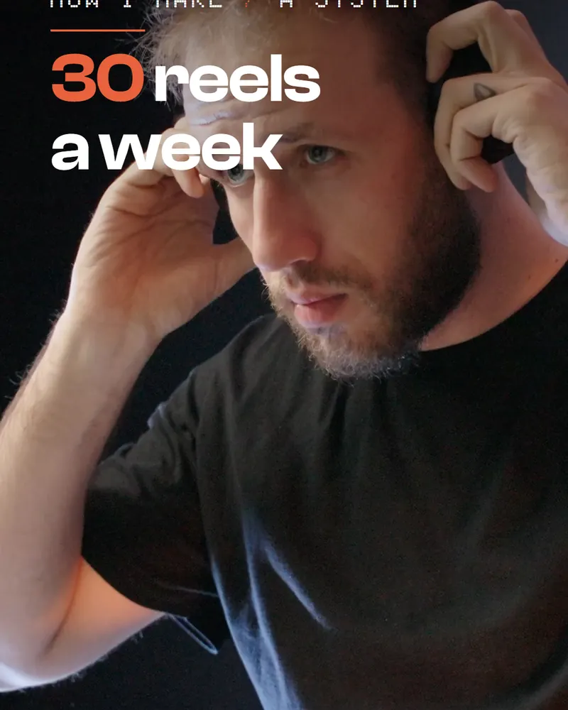 The title "30 reels a week" over Luka at his desk, as the low run made it, at 1.5 seconds