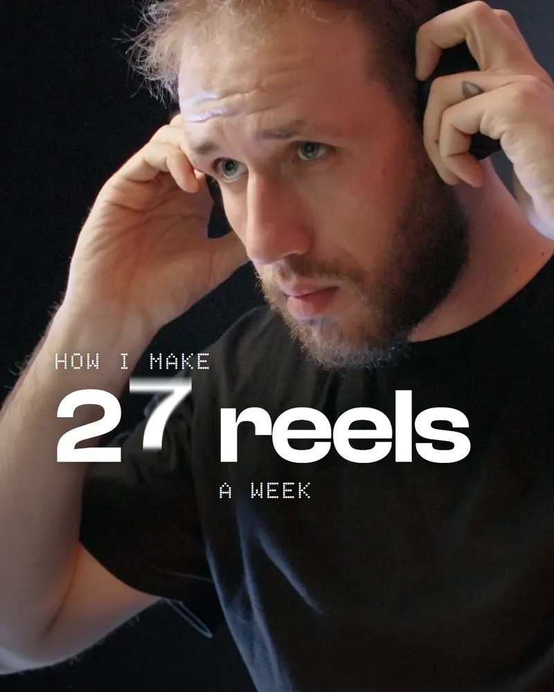 The title "30 reels a week" over Luka at his desk, as the xhigh run made it, at 1.5 seconds