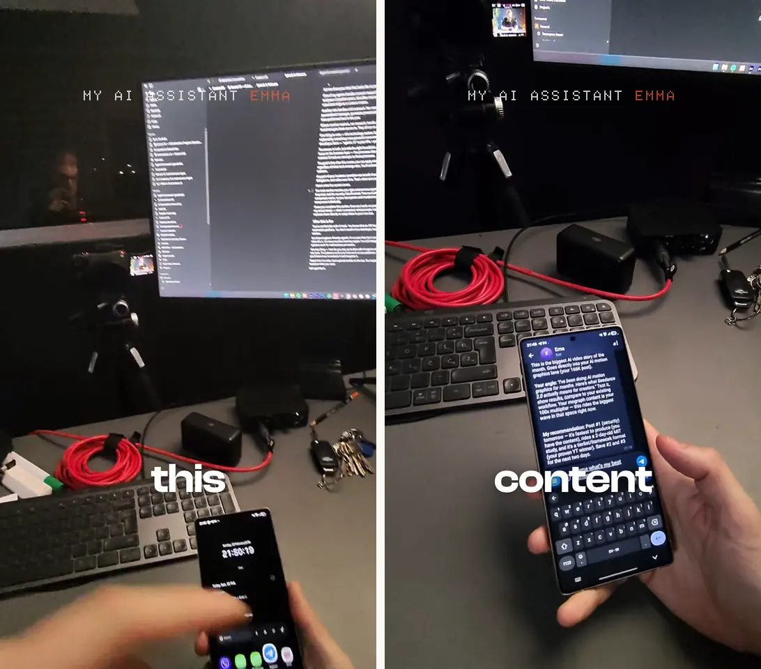Two frames of the edit as the low run made it, at 1 s and 8 s