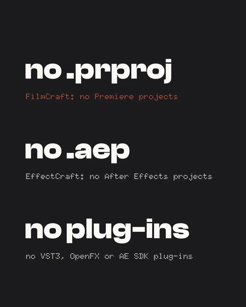 No .prproj, no .aep, no plug-ins, on ink