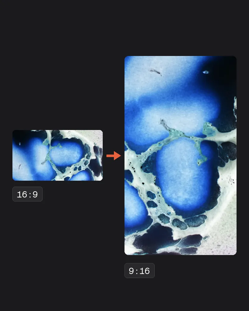 A 16:9 frame of the melt beside the same frame turned to 9:16